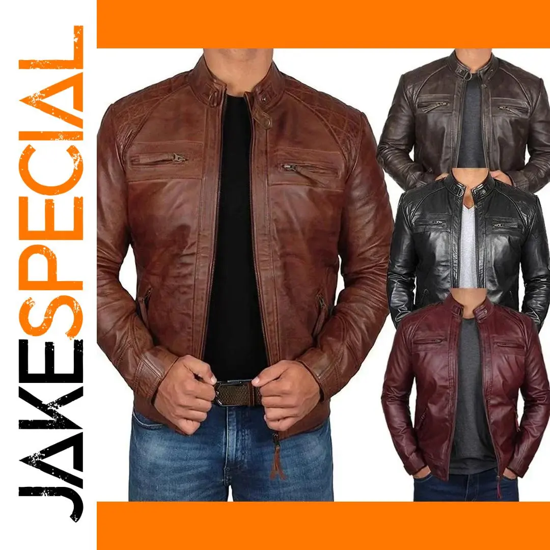 Plus Size Men's Leather Biker Jacket S-5XL 1 Plus Size Men's Leather Biker Jacket S-5XL