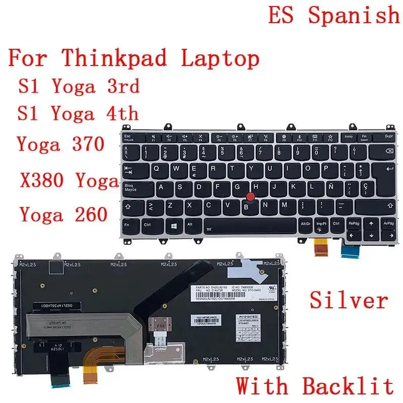 LAS Spanish Keyboard for Lenovo ThinkPad X380 Yoga 7 LAS Spanish Keyboard for Lenovo ThinkPad X380 Yoga - Image 7