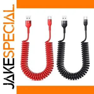 Coiled USB A to USB Type-C Fast Charging Cables