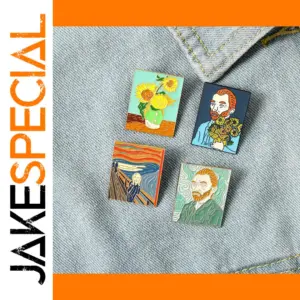 Van Gogh Enamel Pins Scream Sunflower Brooches