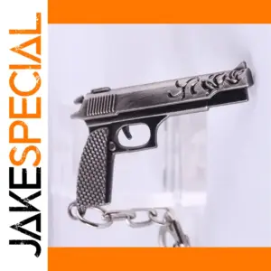 Metallic Rifle-Shaped Keychain Accessory