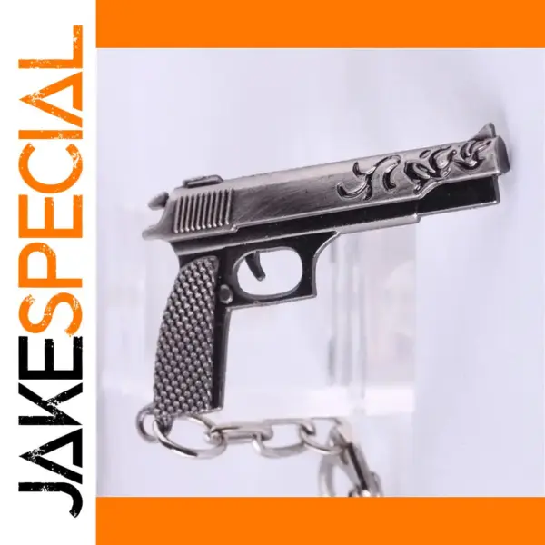 Metallic Rifle-Shaped Keychain Accessory
