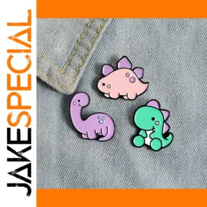 Cute Kawaii Dinosaur Enamel Pins Green Purple Pink