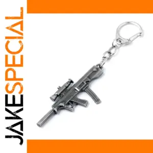Metallic Assault Rifle Keychain with Clasp