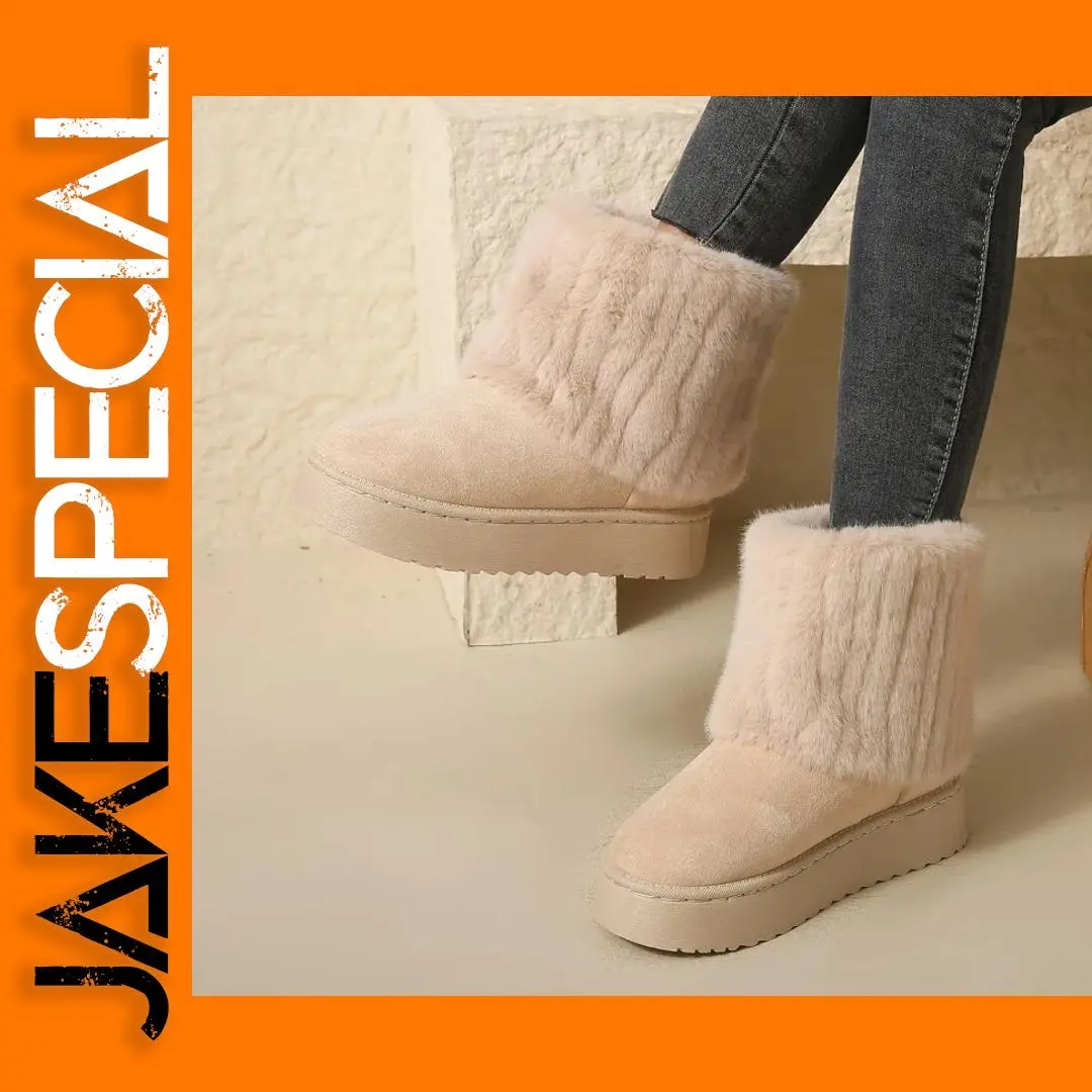Women's Winter Faux Suede & Faux Fur Ankle Boots 1 Women's Winter Faux Suede & Faux Fur Ankle Boots