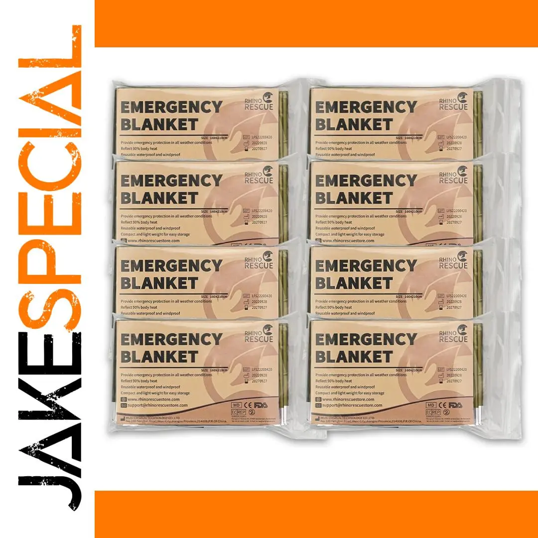 Rhino Rescue Emergency Thermal Blanket 160x210cm 1 Rhino Rescue Emergency Thermal Blanket 160x210cm