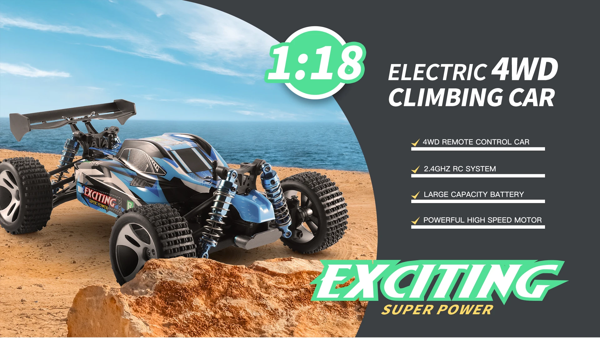 Wltoys 184011 1/18 RC Car 4WD High Speed 14 Wltoys 184011 1/18 RC Car 4WD High Speed - Image 14