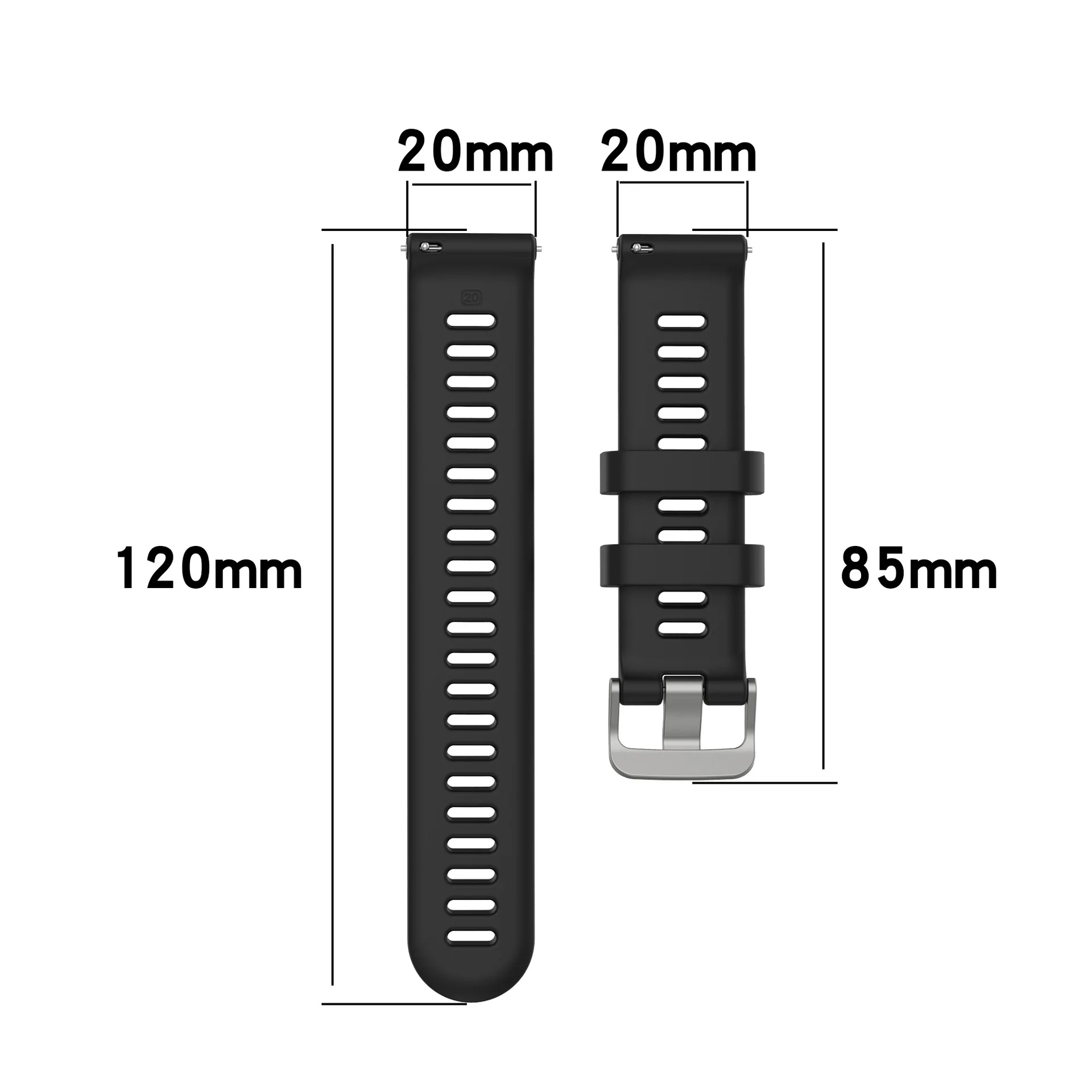 20mm Silicone Strap for Garmin Forerunner 55 3 20mm Silicone Strap for Garmin Forerunner 55 - Image 3