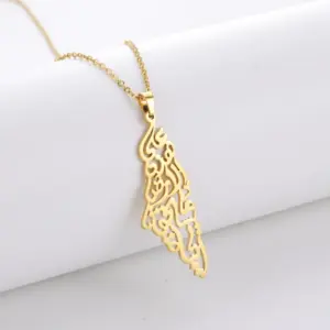 Israel Palestine Map Pendant Necklace for Women Men