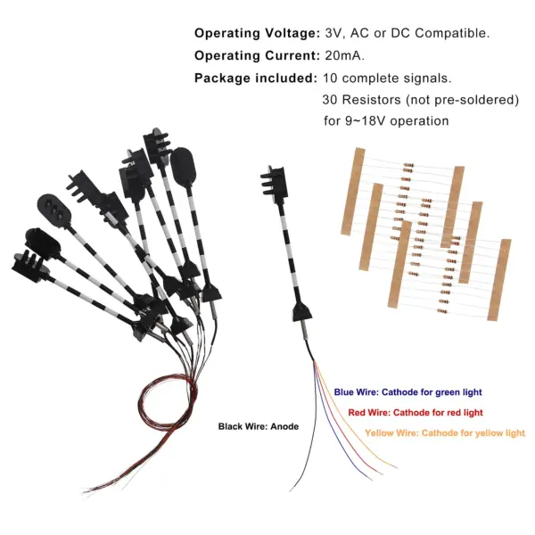 10-Pack OO HO Scale Traffic Signal LEDs with Resistors - Image 4