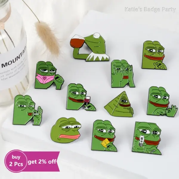 Pepe The Frog Meme Enamel Pin Badge for Bags - Image 2