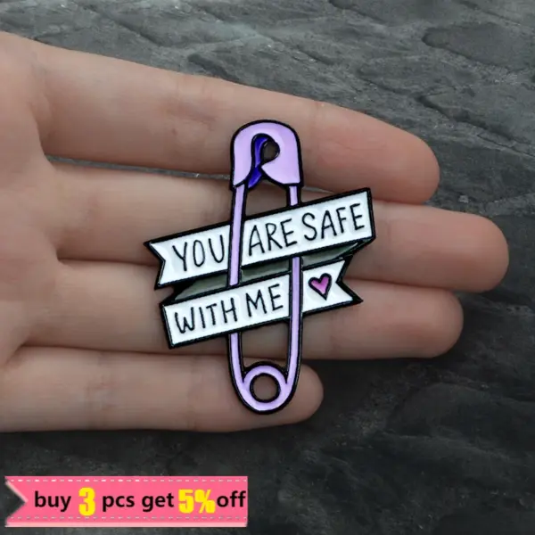 You Are Safe with Me Enamel Lapel Pin Badge - Image 3