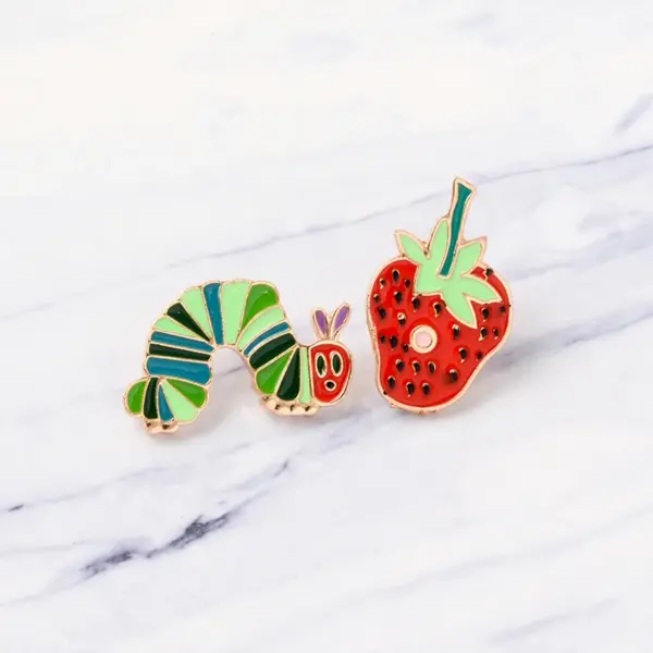 Strawberry Caterpillar Enamel Pin Unisex Badge - Image 5