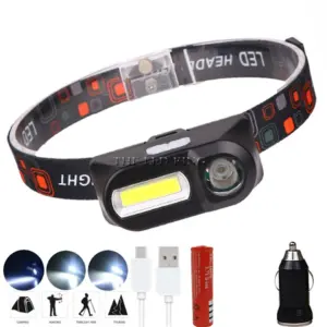 18650 USB Rechargeable COB LED Headlamp