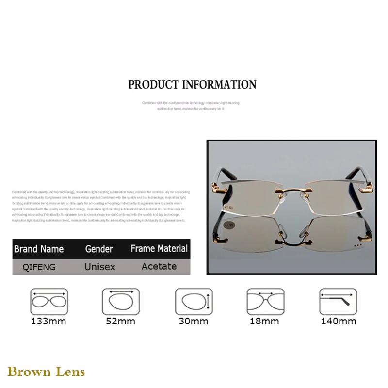 QIFENG Rimless Reading Glasses Model QF291 3 QIFENG Rimless Reading Glasses Model QF291 - Image 3