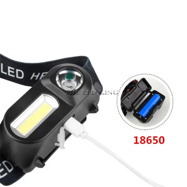 18650 USB Rechargeable COB LED Headlamp - Image 3