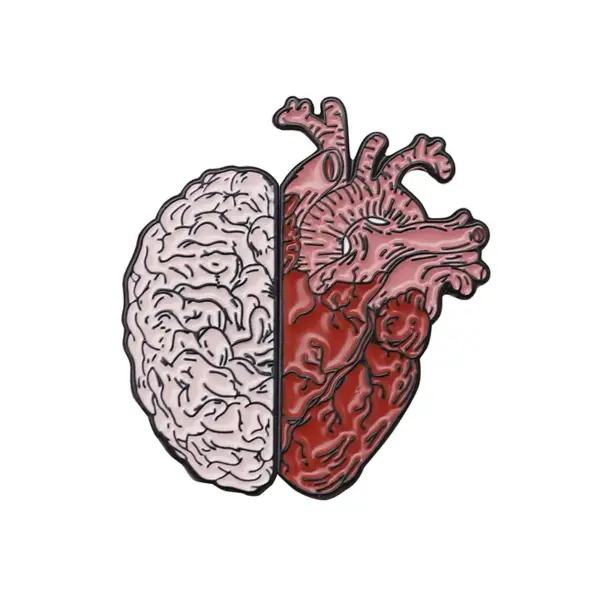 Anatomical Brain Heart Brooch Set Dark Enamel Badge - Image 9