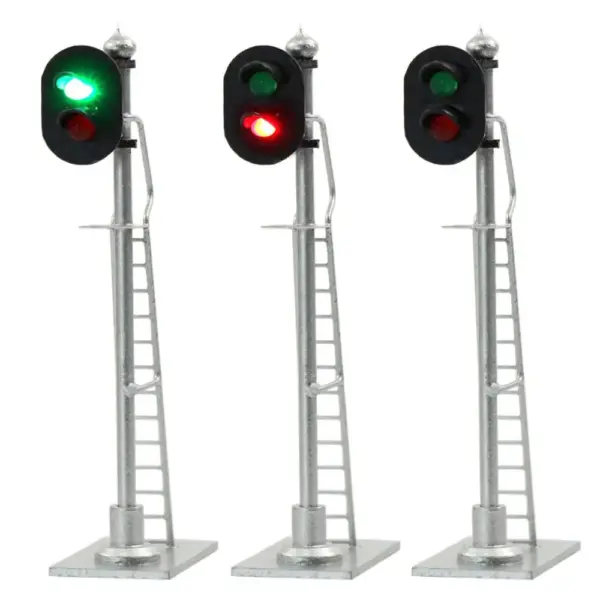 HO Scale Traffic Signal Set with 2-Lights 3pcs - Image 2