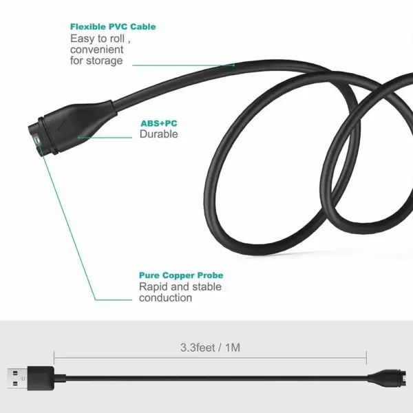 1 Meter USB Type C Charging Cable for Garmin Fenix Series - Image 3