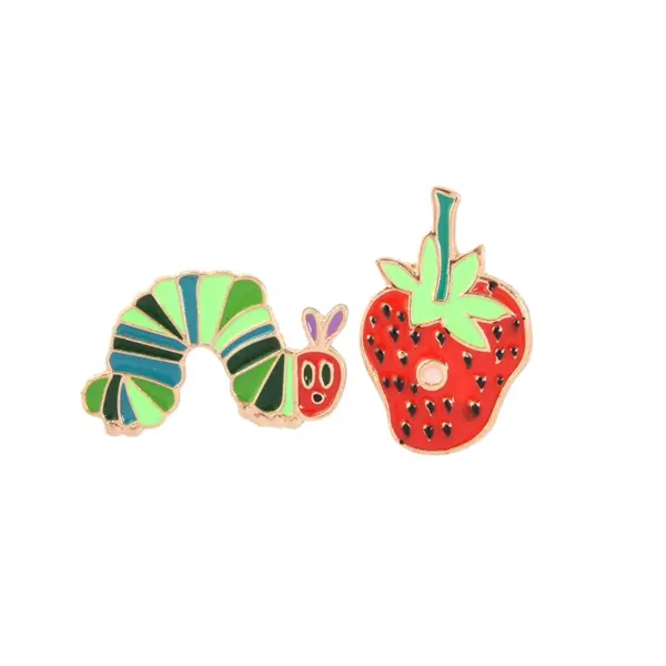 Strawberry Caterpillar Enamel Pin Unisex Badge - Image 7