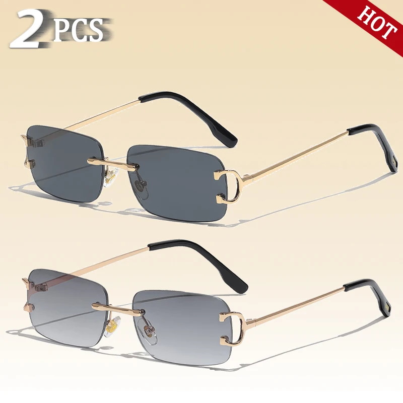 Rectangular Rimless Sun Glasses for Men and Women 11 Rectangular Rimless Sun Glasses for Men and Women - Image 11