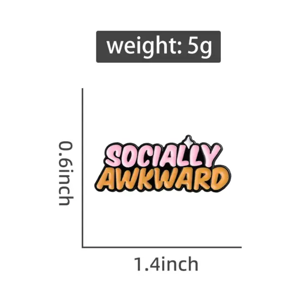 Socially Awkward Enamel Pins Unisex Badge - Image 4