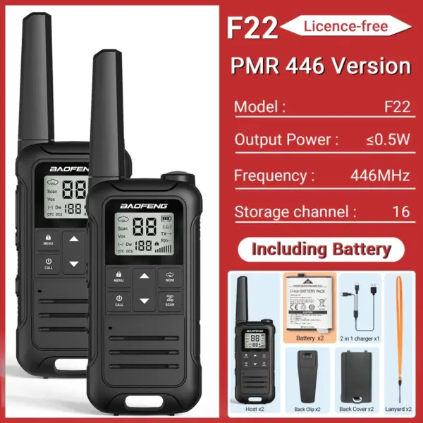 2PCS Baofeng F22 Portable Walkie Talkie Set - Image 12