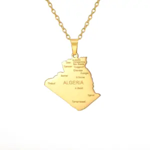 Algeria Map Stainless Steel Necklace for Women 11 S0409e51804fb4672a62a9098577cb0aaR