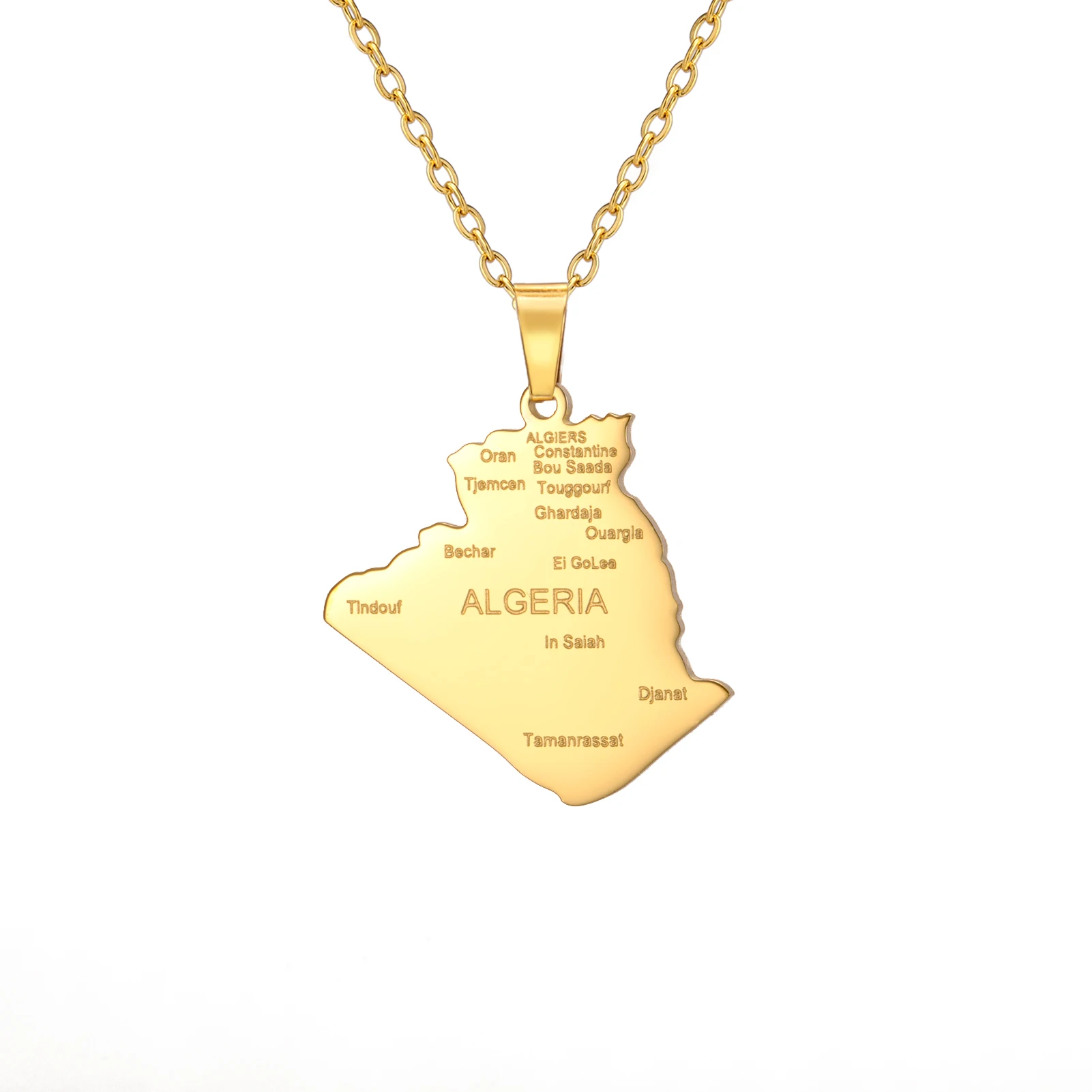 Algeria Map Stainless Steel Necklace for Women 5 Algeria Map Stainless Steel Necklace for Women - Image 5