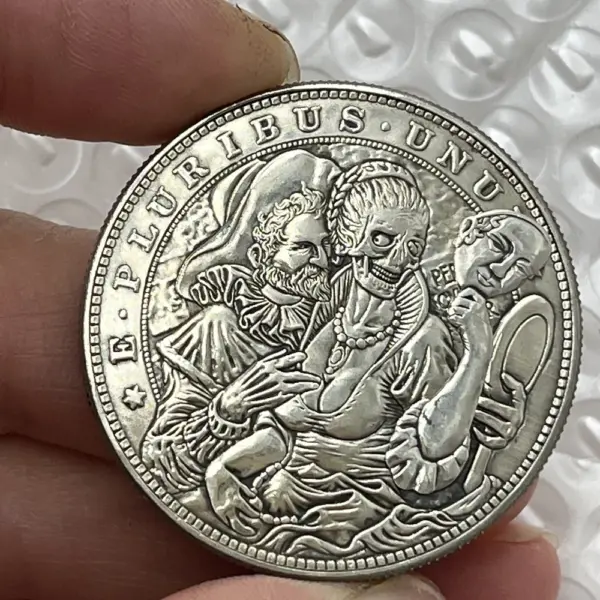 Movable Challenge Coin with Mask Girl Design - Image 2