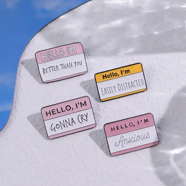 Hello I'm Enamel Pins Custom Brooches Stack - Image 5