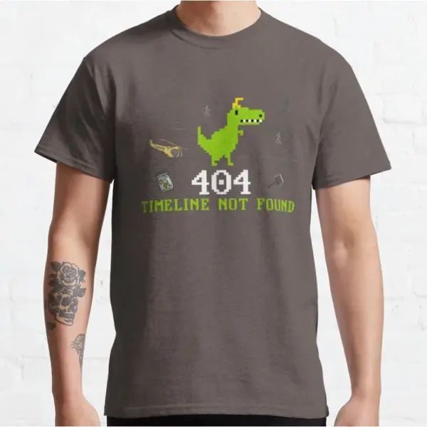 Funny 404 T-Rex Dinosaur Cartoon Tee for Men - Image 5