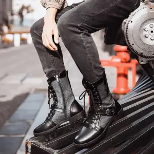 Retro Punk Mid-Calf Motorcycle Boots Men 10 S07756b7758b84acdaee0e65090b9cbc2h