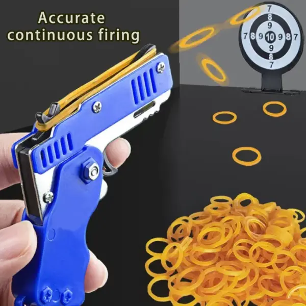 Mini Folding Launcher Toy with 60 Rubber Bands - Image 2