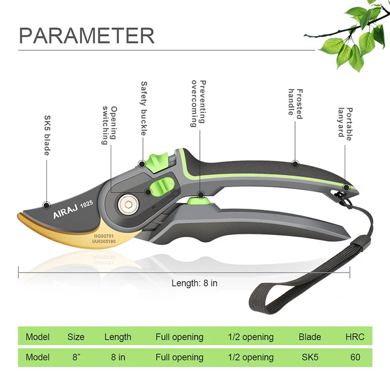 AIRAJ Garden Pruning Shears Ratchet Tool Set 2 AIRAJ Garden Pruning Shears Ratchet Tool Set - Image 2