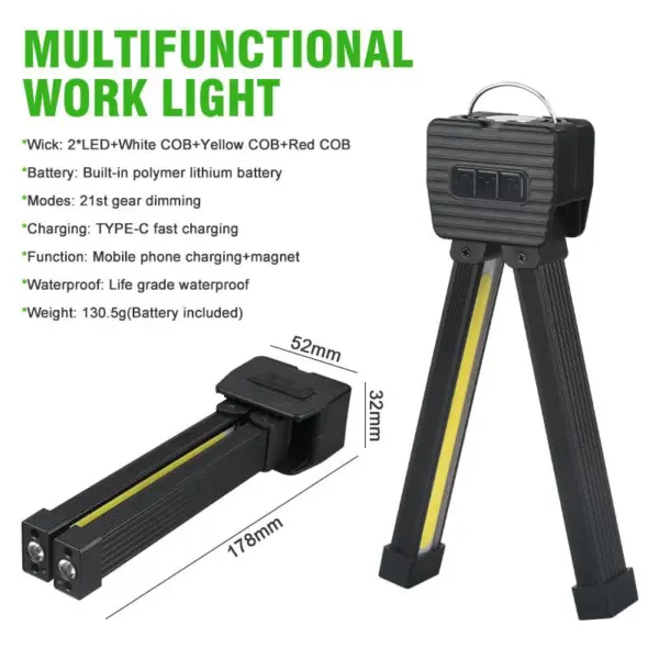 Portable LED Work Lights with Tripod Stand - Image 2