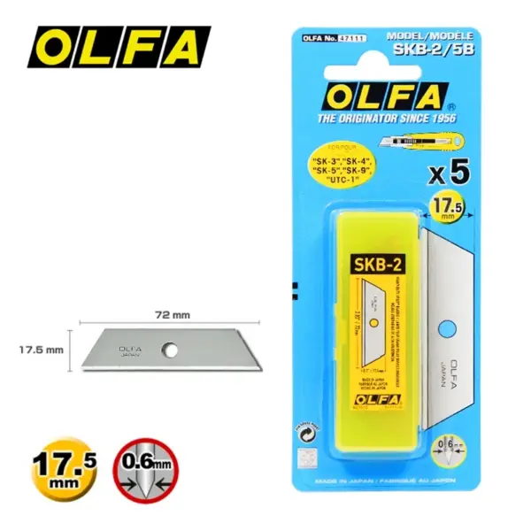 OLFA SKB-2/5B Spare Blades 5pcs for SK-3 to SK-9 - Image 3