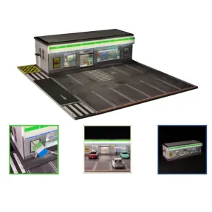1:64 Scale LED Car Garage Diorama Model 54 S0f24fe7264014318841d7e6cbf49fba4q 2
