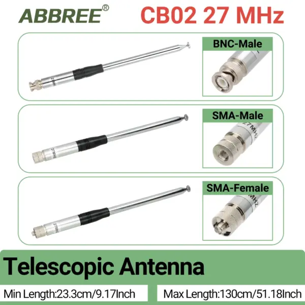 ABBREE 27MHz Telescopic CB Antenna for Handheld Radios - Image 4