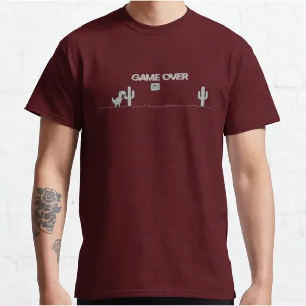 Trex Cactus Cartoon Pixel T-Shirt for Men Large - Image 5