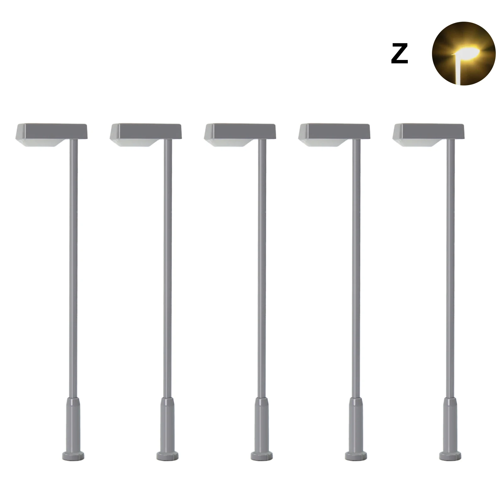 5pcs Z Scale Metal Street Light Lamps Warm White LEDs 2 5pcs Z Scale Metal Street Light Lamps Warm White LEDs - Image 2