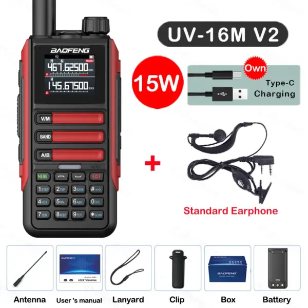 Baofeng UV16M V2 Walkie Talkie 15W with Full Band LCD - Image 12