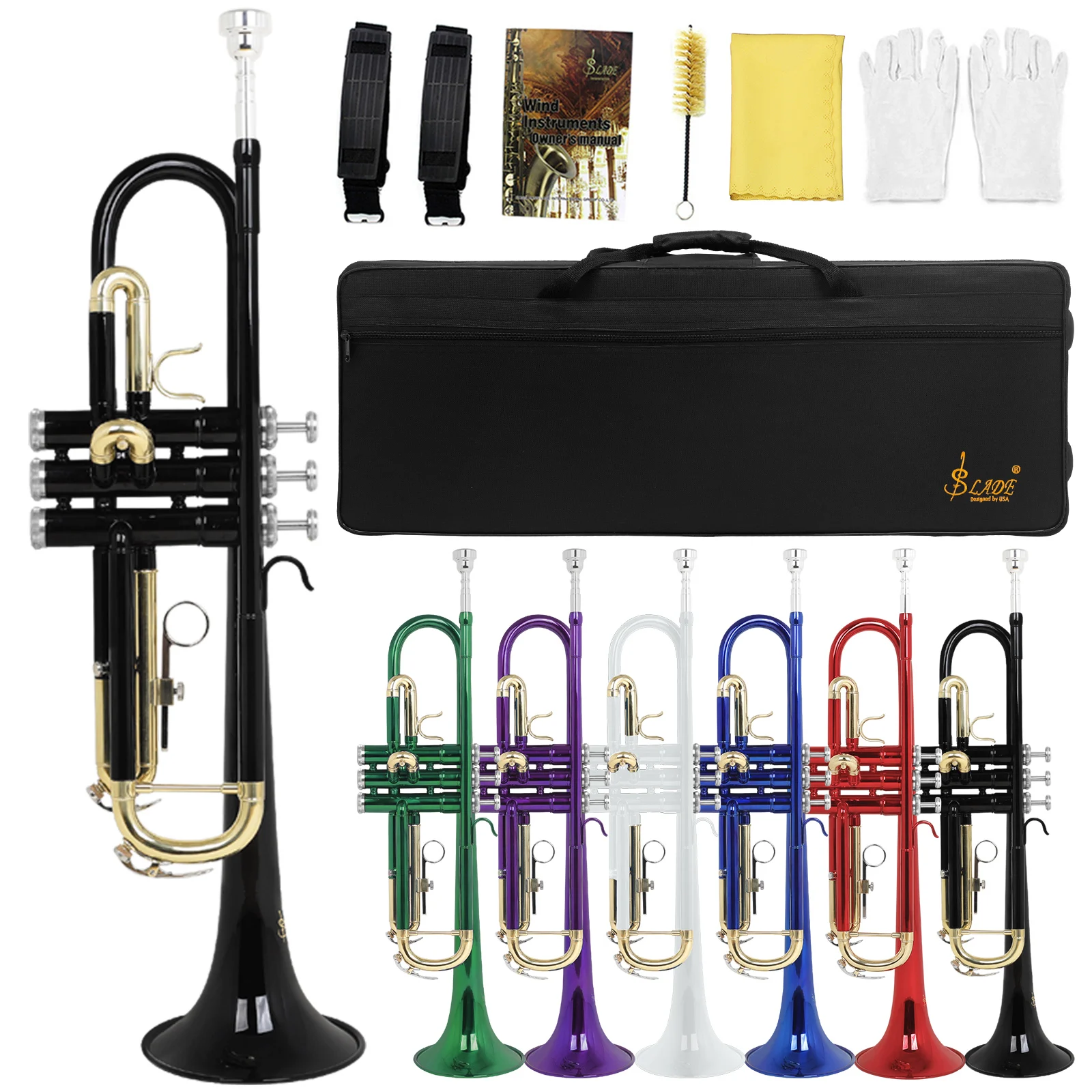 Gold-Plated Bb Trumpet with Case and Mouthpiece 11 Gold-Plated Bb Trumpet with Case and Mouthpiece - Image 11