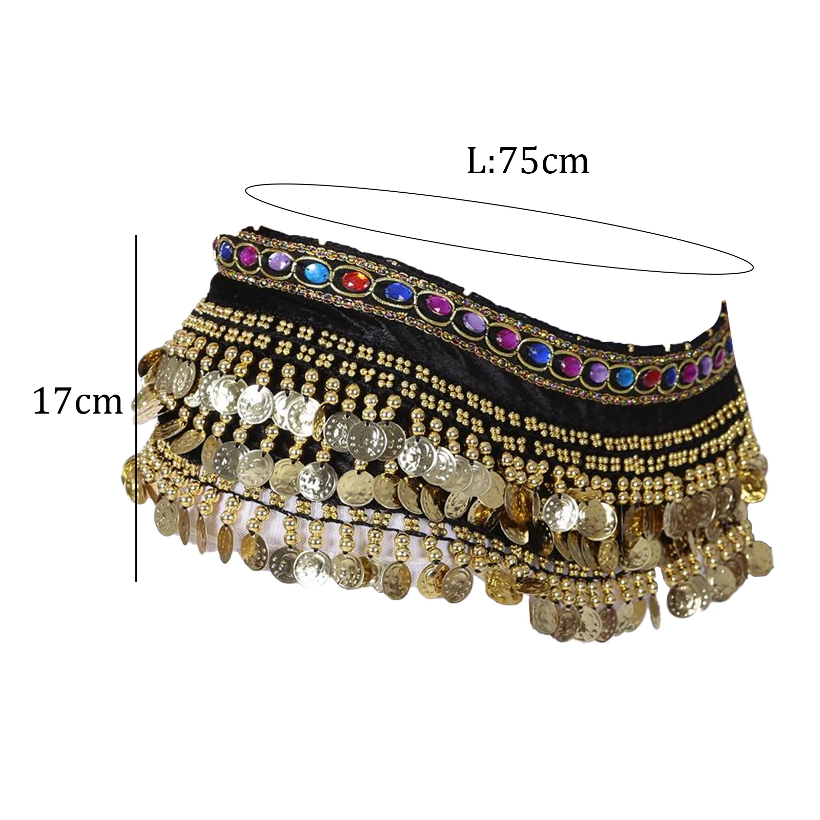 Elegant Velvet Belly Dance Coin Belt with Rhinestones 17 Elegant Velvet Belly Dance Coin Belt with Rhinestones - Image 17