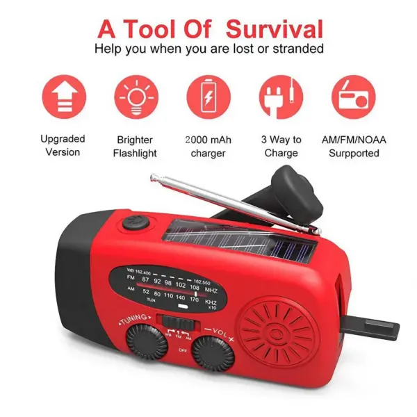 STONEGO Emergency Multi-Function Radio with Solar and Power Bank - Image 2