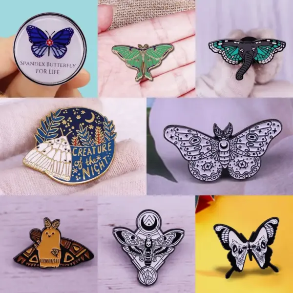 Gothic Skull Butterfly Enamel Brooch - Image 3