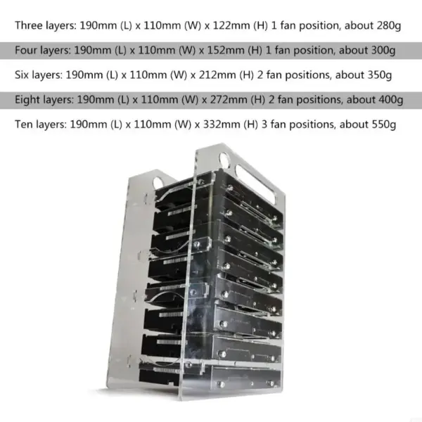 Multi-Layer Hard Drive Storage Rack with Fan Space - Image 6