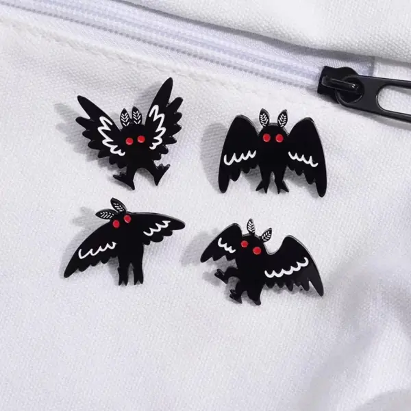 Gothic Bat Mothman Enamel Pin Brooch - Image 6