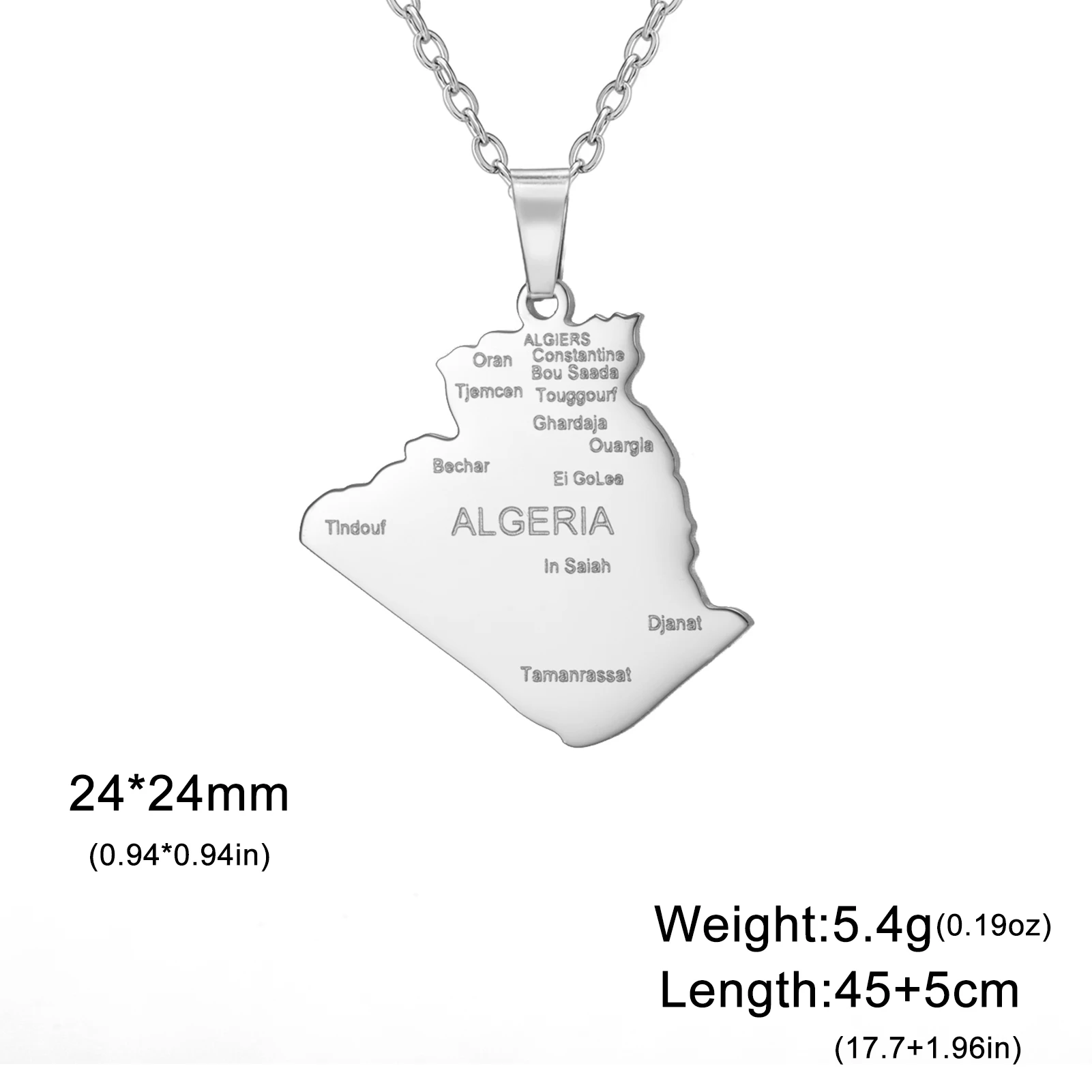 Algeria Map Stainless Steel Necklace for Women 6 Algeria Map Stainless Steel Necklace for Women - Image 6