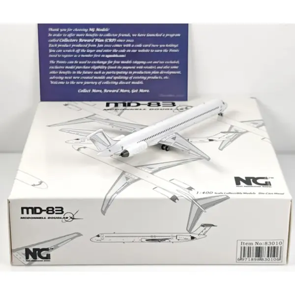 NG Models 1/400 Scale White MD-83 Alloy Aircraft Model - Image 4